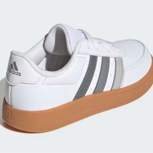 Adidas Kids White and Gray Sneakers with Tan Sole